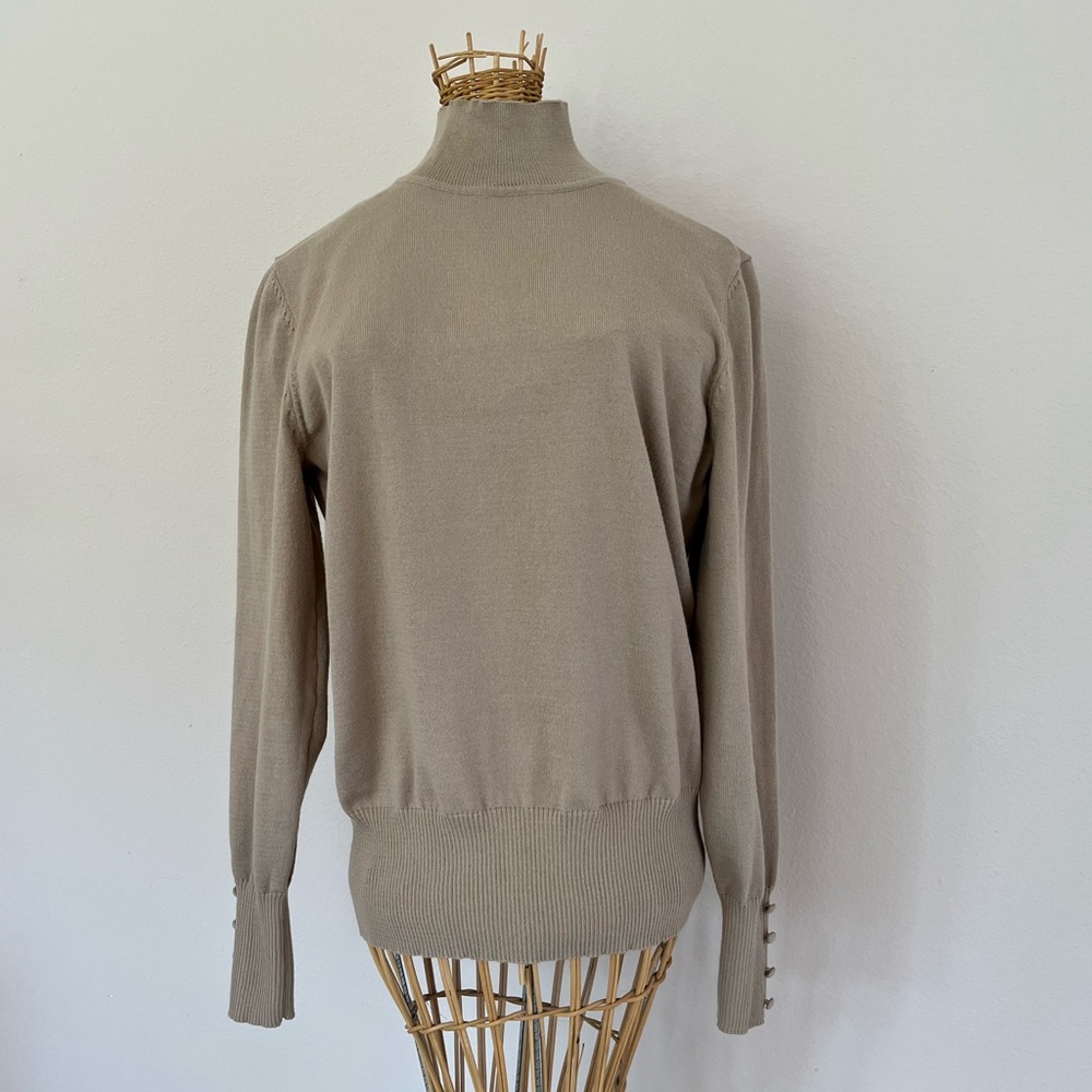 Spense Tan Light Weight Mock Turtleneck Sweater Blouse